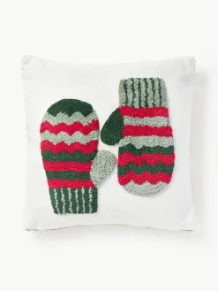 Getuftete Wendekissenhülle Nathaniel mit winterlichem Motiv