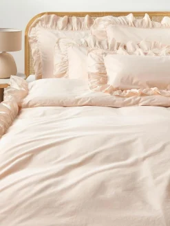 Gewaschener Baumwollperkal-Kopfkissenbezug Louane mit Rüschen