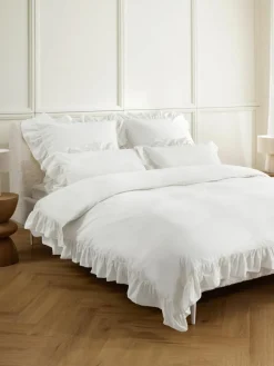 Gewaschener Baumwollperkal-Bettdeckenbezug Louane mit Rüschen