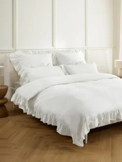 Gewaschener Baumwollperkal-Kopfkissenbezug Louane mit Rüschen