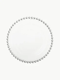 Glas-Frühstücksteller Perles mit Randdekor, 2 Stück