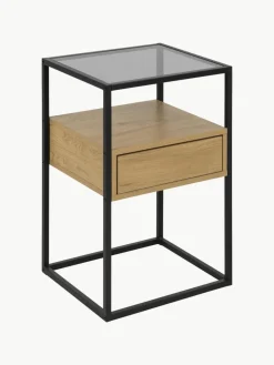 Glas-Nachttisch Randolf mit Schublade