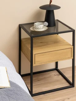 Glas-Nachttisch Randolf mit Schublade