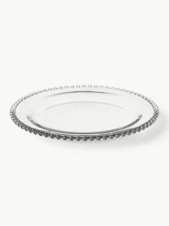 Glas-Speiseteller Perles mit Randdekor, 3 Stück