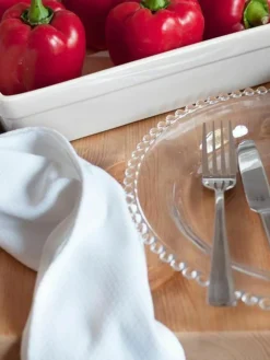 Glas-Speiseteller Perles mit Randdekor, 3 Stück