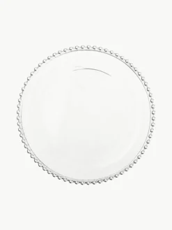 Glas-Speiseteller Perles mit Randdekor, 3 Stück