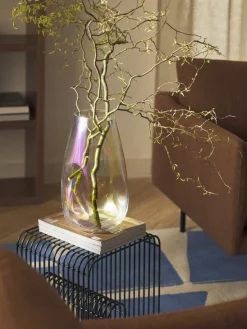 Große mundgeblasene Glas-Vase Rainbow, H 35 cm