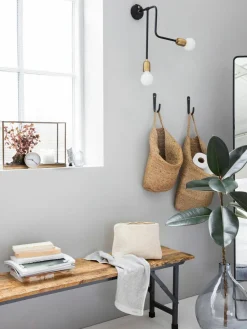 Großer Aufbewahrungskorb Mira aus Hanf, H 48 cm