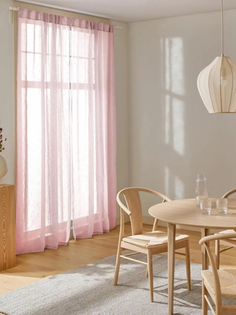 Halbtransparente Gardine Ibiza mit Schlaufenaufhängung, 2 Stück