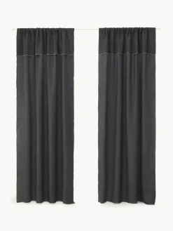 Halbtransparente Leinengardine Eleonara mit Tunnelsaum, 2 Stück