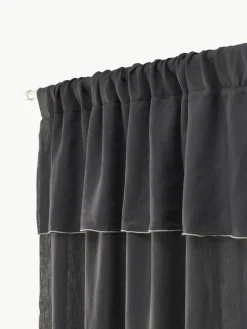 Halbtransparente Leinengardine Eleonara mit Tunnelsaum, 2 Stück