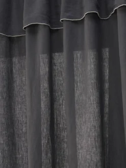 Halbtransparente Leinengardine Eleonara mit Tunnelsaum, 2 Stück