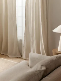 Halbtransparente Musselin-Gardine Malvina mit Tunnelsaum, 2 Stück