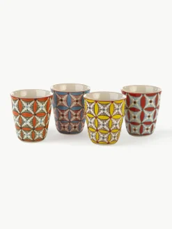 Handbemalte Becher Hippy, 4er-Set