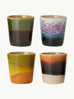 Handbemalte Eierbecher 70's mit reaktiver Glasur, 4er-Set