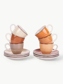 Handbemalte Espressotassen Baita mit Untertassen, 6er-Set