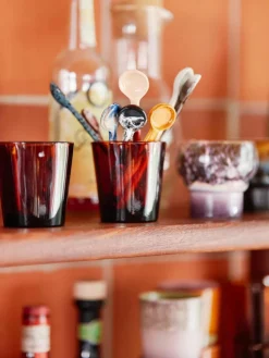 Handbemalte Keramik-Löffel 70's mit reaktiver Glasur, 4er-Set