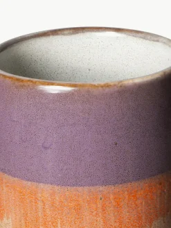 Handbemalte Keramik-Vase 70's mit reaktiver Glasur, H 19 cm