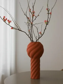 Handbemalte Keramik-Vase Twist Pillar, H 34 cm
