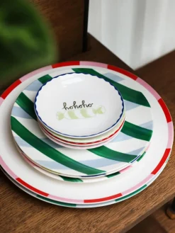 Handbemalte Kuchenteller Bliss mit weihnachtlichem Design, 4er-Set