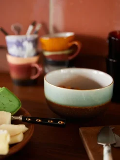 Handbemalte Schälchen 70's aus Steinzeug, 4er-Set