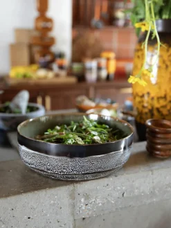 Handbemalte Schüssel 70's mit reaktiver Glasur