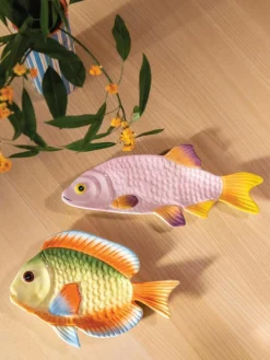 Handbemalte Servierplatte Fish aus Dolomit