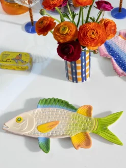 Handbemalte Servierplatte Fish aus Dolomit