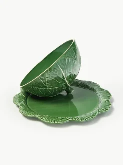 Handbemalte Servierplatte Cabbage mit Abdeckung