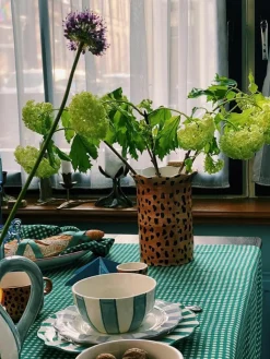 Handbemalte Vase Leopard, H 21 cm