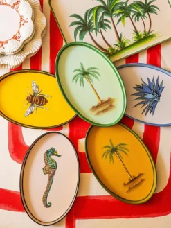 Handbemaltes Dekotablett Fauna mit Bienen-Motiv