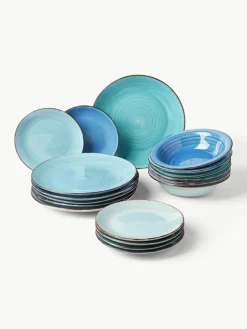 Handbemaltes Geschirr-Set Baita, 6 Personen (18-tlg.)