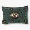Handbestickte Baumwoll-Kissenhülle Eye