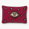 Handbestickte Baumwoll-Kissenhülle Eye