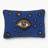 Handbestickte Baumwoll-Kissenhülle Eye