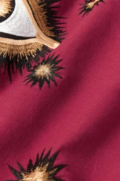 Handbestickte Baumwoll-Kissenhülle Eye