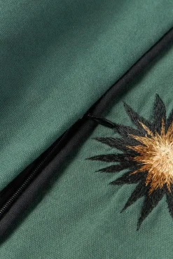 Handbestickte Baumwoll-Kissenhülle Eye