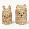 Handgefertigte Aufbewahrungskörbe Bear & Rabbit mit Deckel, 2er-Set