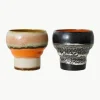 Handgefertigte Becher 70's aus Steinzeug, 2er-Set