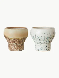 Handgefertigte Becher 70's aus Steinzeug, 2er-Set