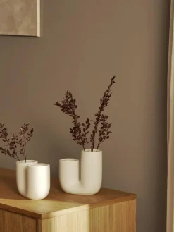 Handgefertigte Design-Vasen Filicio aus Steingut, 2er-Set