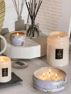 Handgefertigte Dreidocht-Duftkerze Japonica Collection (Santal, Bourbon-Vanille & Oud)