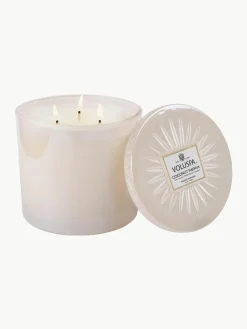 Handgefertigte Dreidocht-Duftkerze Bougie Parfumee (Kokosnuss, Mangoblüte & Papaya)