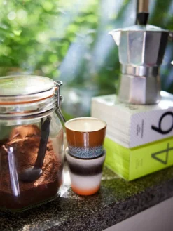 Handgefertigte Espressotassen 70's aus Steinzeug, 4er-Set