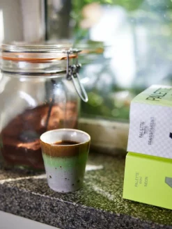 Handgefertigte Espressotassen 70's aus Steinzeug, 4er-Set