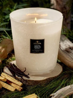 Handgefertigte Fünfdocht-Duftkerze Japonica Collection (Santal, Bourbon-Vanille & Oud)