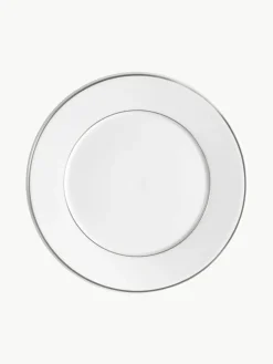 Handgefertigte Frühstücksteller Vitruv aus Porzellan mit handgemaltem Platinrand, 2 Stück