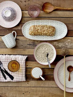 Handgefertigte Frühstücksteller Maya mit verspieltem Muster, 3er-Set