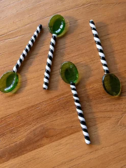 Handgefertigte Glas-Löffel Duet aus Borosilikatglas, 4 Stück