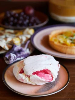 Handgefertigte Kuchenteller 70's aus Steinzeug, 2 Stück